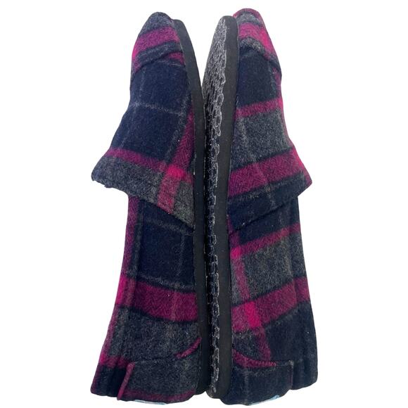Tom’s Women Wool Blend Flats Moccasins Fuchsia Grey Plaid Flannel Slip On S 7.5 - Picture 6 of 12